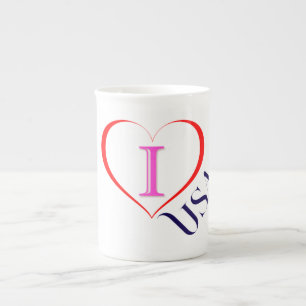 Caneca De Porcelana I Love USA