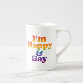 Caneca De Porcelana “I’m Happy & Gay” Mug – Bold Pride Latte Cup