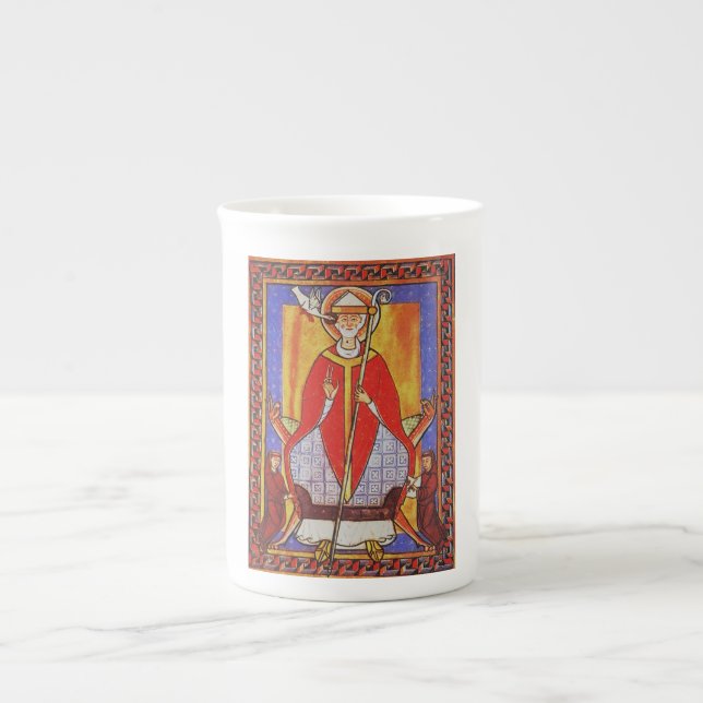 Caneca De Porcelana Ícone medieval de São Gregório Magno (Frente)