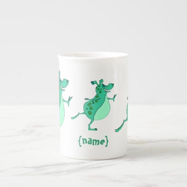 Caneca De Porcelana Ignorando alienígena verde divertida (Frente)