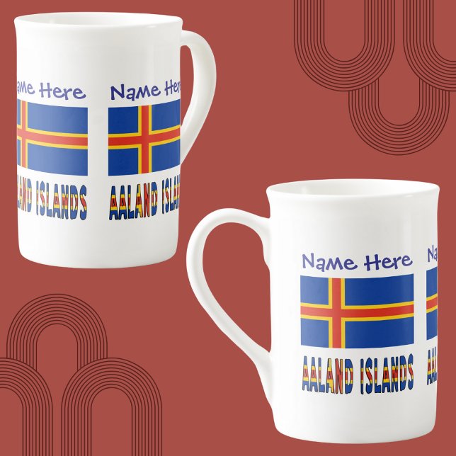 Caneca De Porcelana Ilhas Aland Ålander Bandeira Azul Personalização  (Criador carregado)