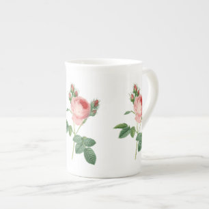 Caneca De Porcelana Ilustração botânica rosa rosa rosa rosa rosa-rosa