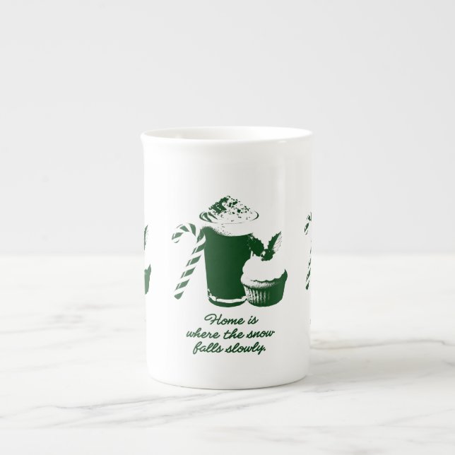 Caneca De Porcelana Ilustração de inverno (Frente)