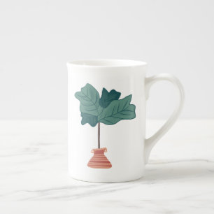 Caneca De Porcelana Ilustração de Planta de Árvore Inativo Casa Greene