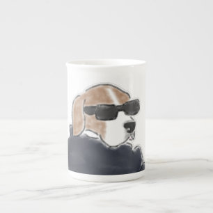 Caneca De Porcelana Ilustração de um Beagle Legal Usando Óculos de Sol