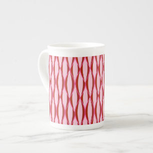 Caneca De Porcelana Impressão de fita do século médio - rosa e burg