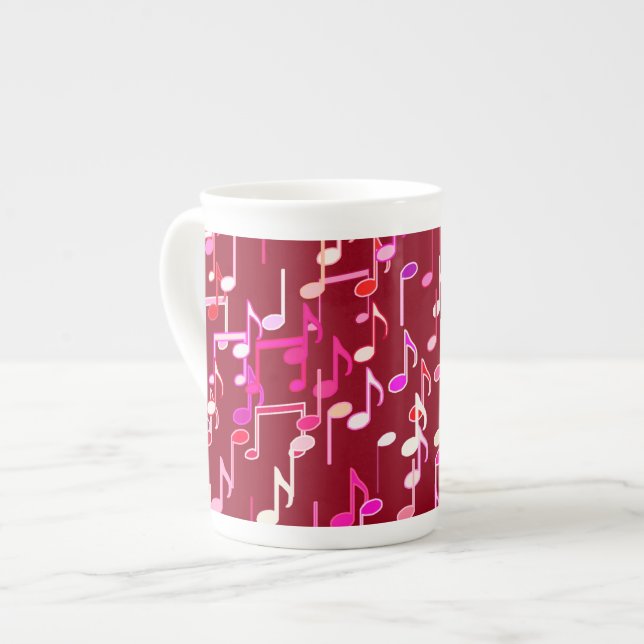 Caneca De Porcelana Impressão de Notas Musicais - Burgundy, multicamad (Frente Esquerda)