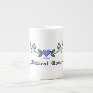 Caneca De Porcelana Impressão do Codificador Médico Azul CS