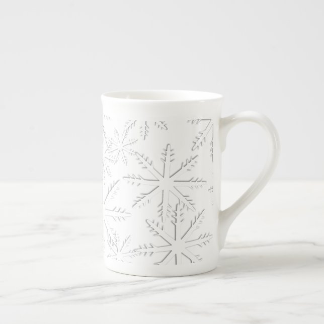 Caneca De Porcelana Impressão do floco de neve (Direita)