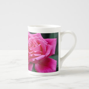 Caneca De Porcelana Impressão floral de dois rosas cor-de-rosa