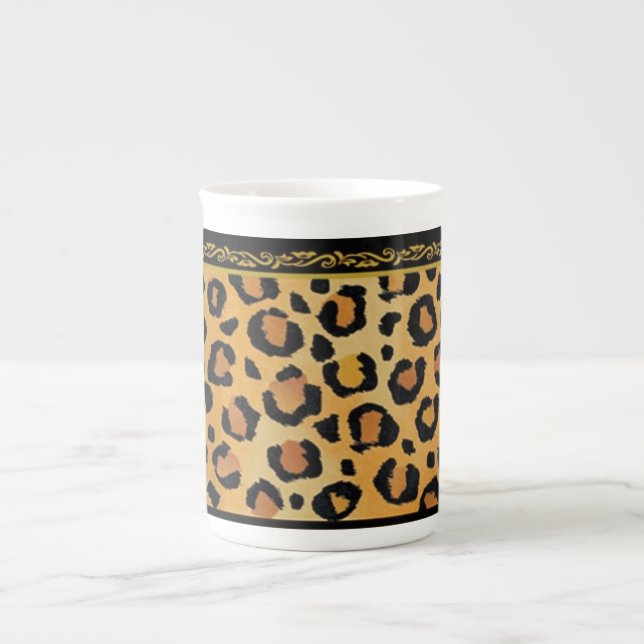Caneca De Porcelana Impressão Leopardo (Frente)