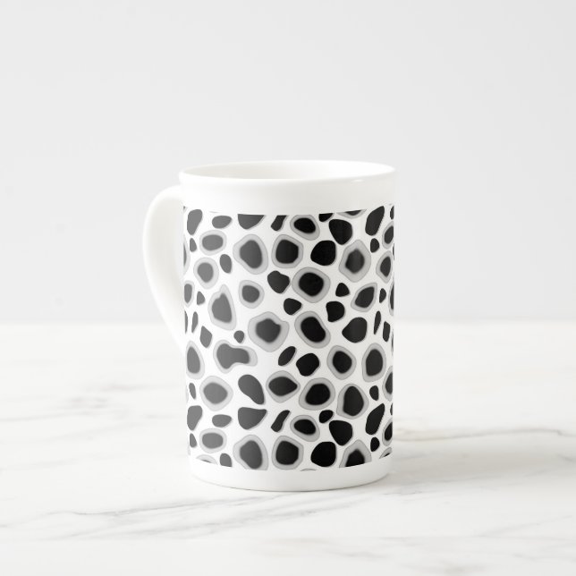 Caneca De Porcelana Impressão Leopardo - Preto e Branco (Frente Esquerda)