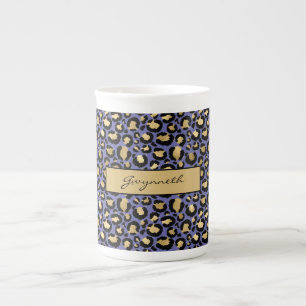 Caneca De Porcelana Impressão Leopardo Preto Roxo Muito Peri
