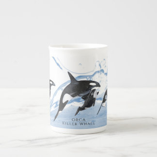 Caneca De Porcelana Incrível "Black and White Watercolor Orcas"