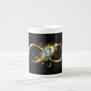 Caneca De Porcelana Infinidade com a pena Pavão de Ouro