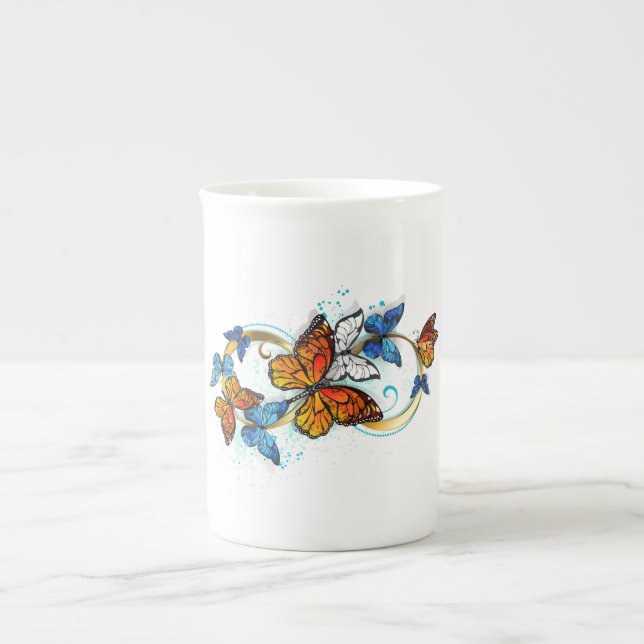 Caneca De Porcelana Infinidade de Borboletas Monarca (Frente)