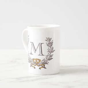 Caneca De Porcelana Inicial personalizada grinalda do monograma do