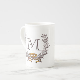Caneca De Porcelana Inicial personalizada grinalda do monograma do