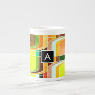 Caneca De Porcelana Inspirado no Retro Colorido e Divertido