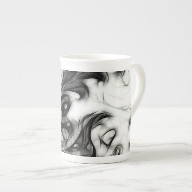 Caneca De Porcelana Invertido Floral Brilhante (Frente Esquerda)