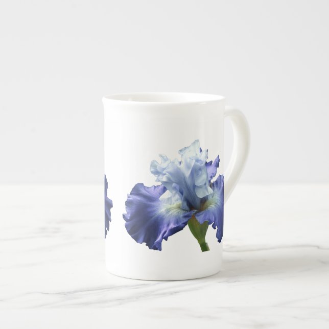 Caneca De Porcelana Íris Azul Profundo e Branco (Frente Esquerda)