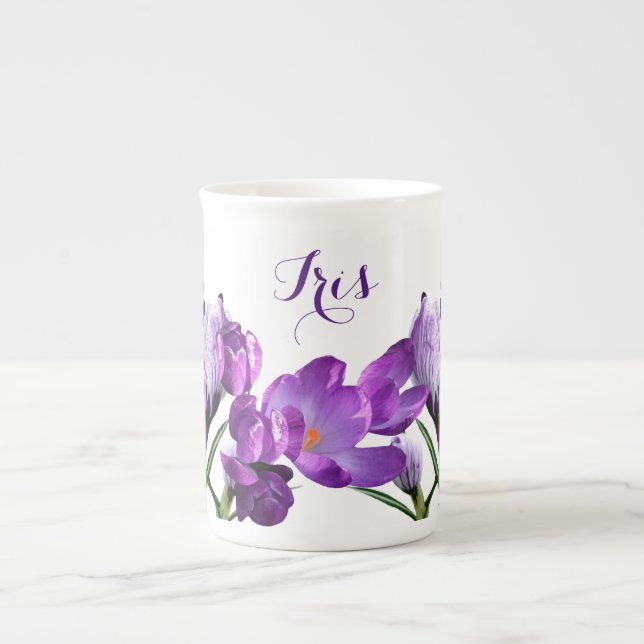 Caneca De Porcelana Iris personalizável: bonito flor roxa (Frente)