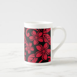 CANECA DE PORCELANA ISLAND PLUMERIA (PRETO/VERMELHO) BONE CHINA MUG