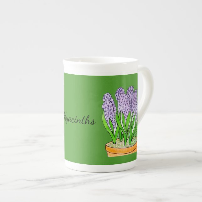 Caneca De Porcelana Jacintos em Vasos (Frente Esquerda)
