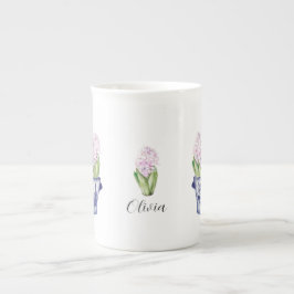 Caneca De Porcelana Jacintos Rosa em Vaso Chines