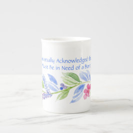 Caneca De Porcelana Jane Austen Motto Floral BONE CHINA
