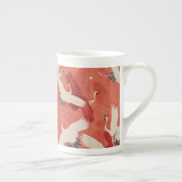 Caneca De Porcelana Japonês Art Kimono Cranes Style 3