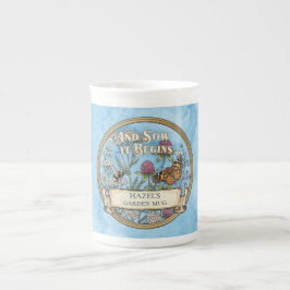 Caneca de porcelana Jardim de Polinizadores Azuis