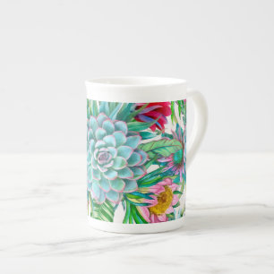 Caneca De Porcelana Jardim tropical suculento