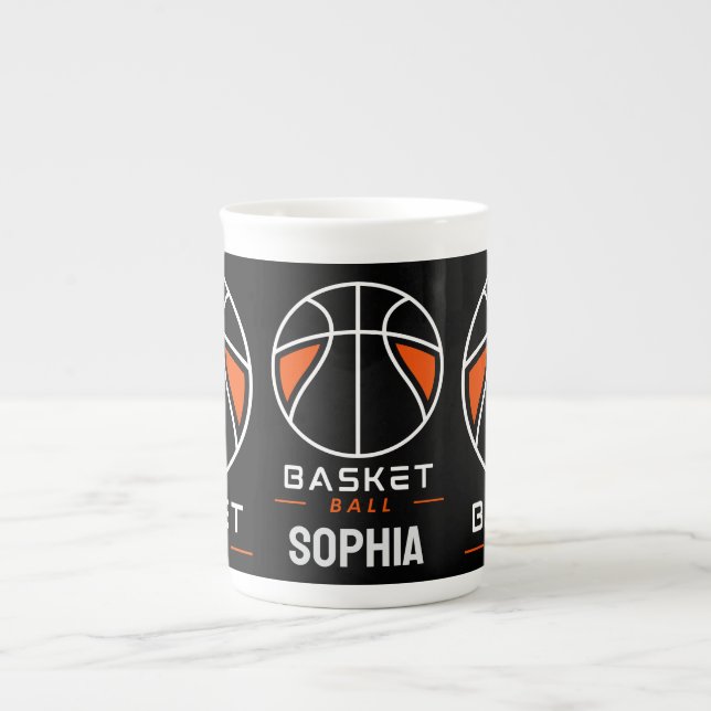Caneca De Porcelana Jogadora de basquete, Aniversário de Basquete (Frente)