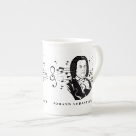 Caneca De Porcelana Johann Sebastian Bach Portrait e Bust com Notes
