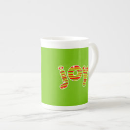 Caneca De Porcelana JOY at Christmas, Red & Green Stripes