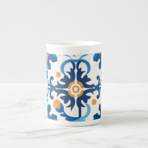 Caneca De Porcelana Jug de Leite Azul e Castanho