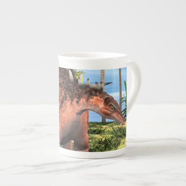 Caneca De Porcelana Kentrosaurus Dinossauro Selva Arte Pré-Histórica (Frente Esquerda)