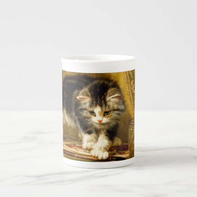 Caneca De Porcelana Kitten com pintura e escovas (Frente)