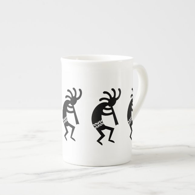 Caneca De Porcelana Kokopelli Preto E Branco Sudoeste (Frente Esquerda)
