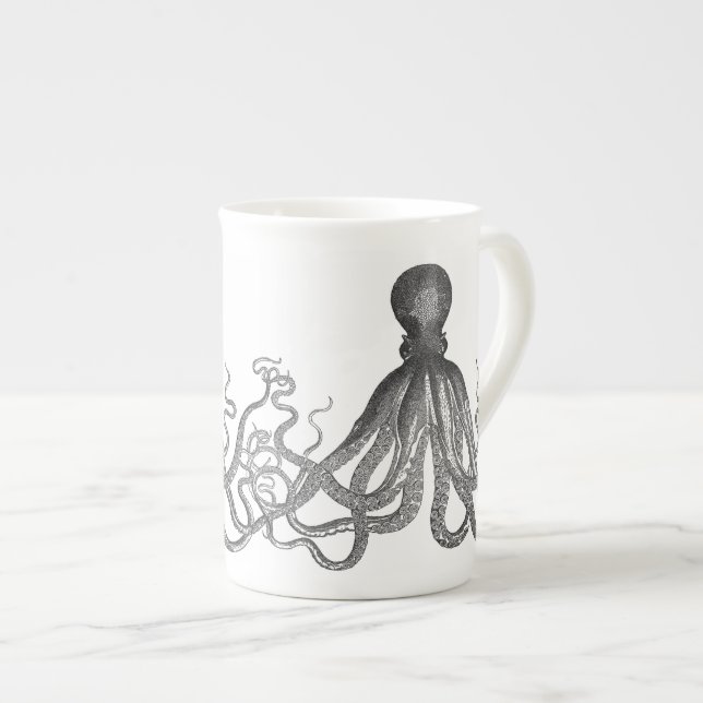 Caneca De Porcelana Kraken - polvo gigante preto/Cthulu (Frente Esquerda)