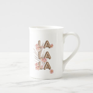 Caneca De Porcelana LA LA LA- Girly Trendy RoseGold Motivação da Flor