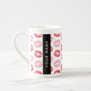 Caneca De Porcelana Lábios Vermelhos, Lábios Rosa, Beijo, Seu Nome, Pe