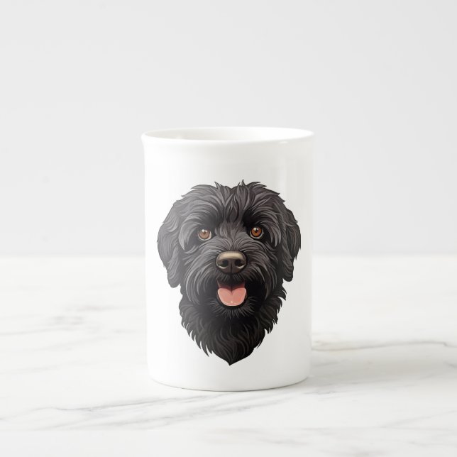 Caneca De Porcelana Labradoodle Black Dog (Frente)