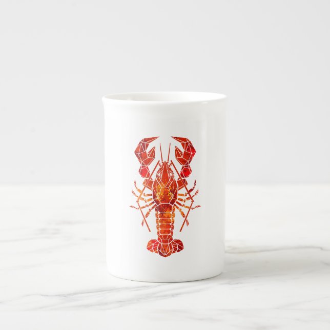 Caneca De Porcelana Lagosta poligonal vermelha (Frente)
