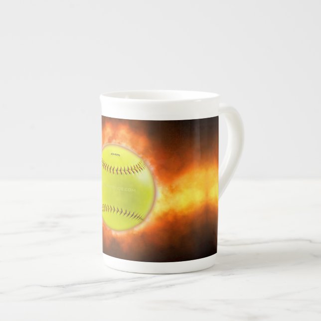 Caneca De Porcelana Lâmpada amarela de foguete de softball SlipperyJoe (Frente Esquerda)