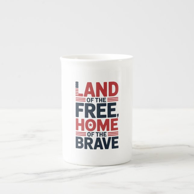 Caneca De Porcelana Land of the Free | Home of the Brave USA Shirt (Frente)