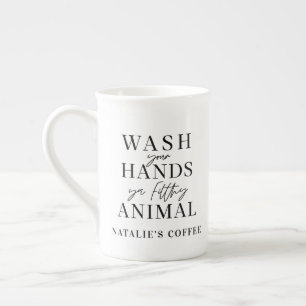 Caneca De Porcelana Lave suas mãos, seu animal sujo engraçado