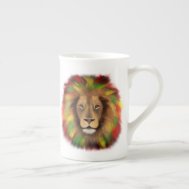 Caneca De Porcelana Leão de rasto vermelho-amarelo, desenho da Jamaica (Direita)