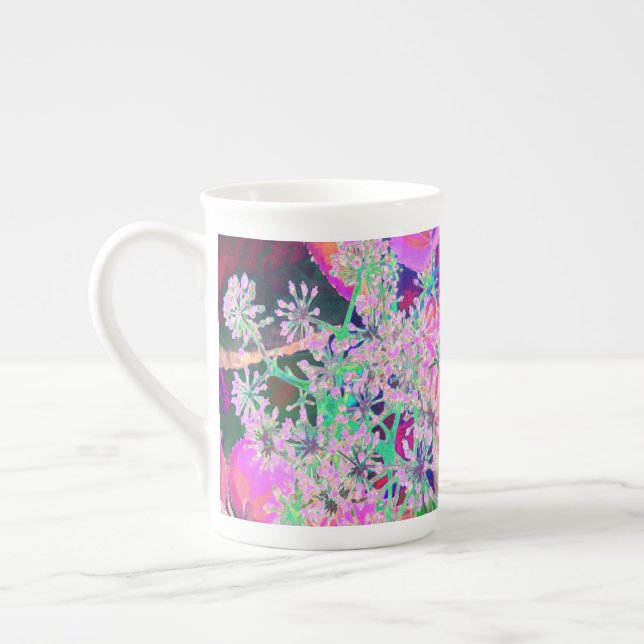 Caneca De Porcelana Legal Abstrato na Natureza a Rosa e Verde limão (Esquerda)